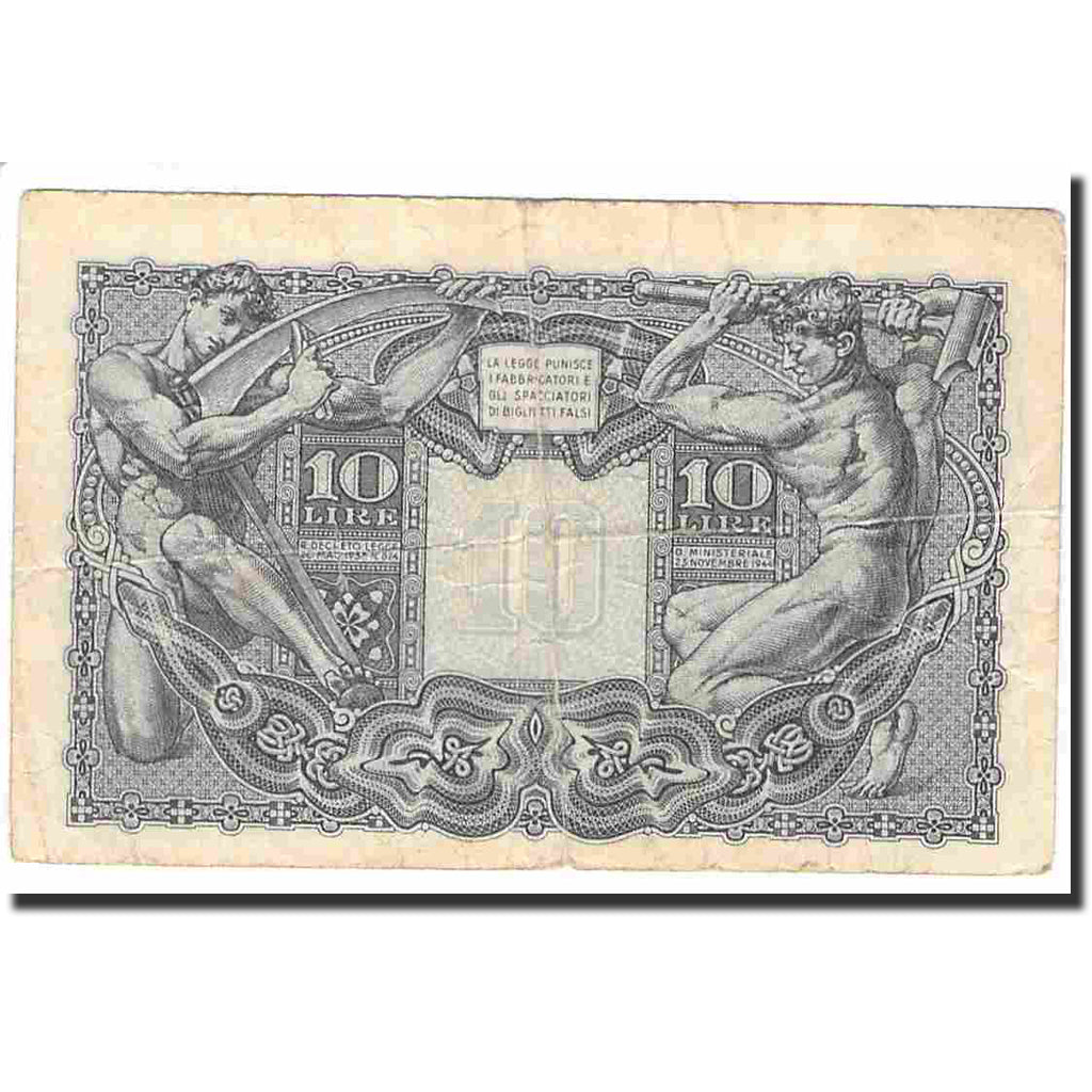 Banknote, Italy, 10 Lire, 1944, KM:32c, VF(30-35)