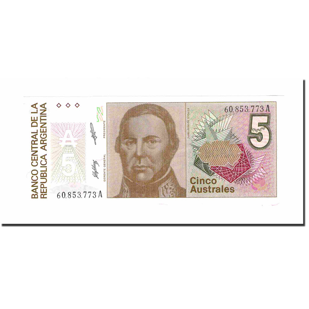 Banknote, Argentina, 5 Australes, Undated (1985-89), KM:324b, UNC(65-70)