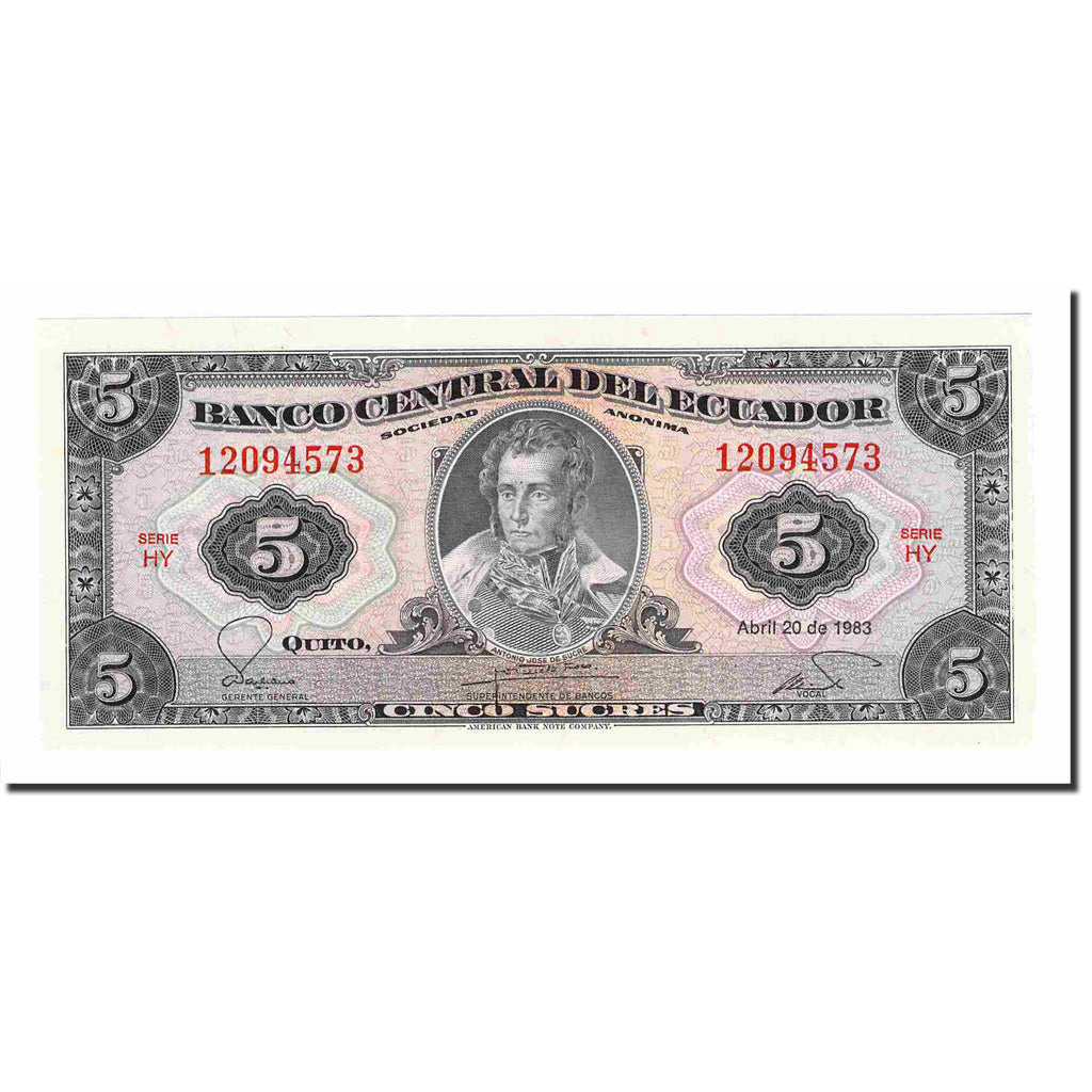 Banconote, Ecuador, 5 Sucres, 1983, 1983-04-20, KM:108b, SPL+