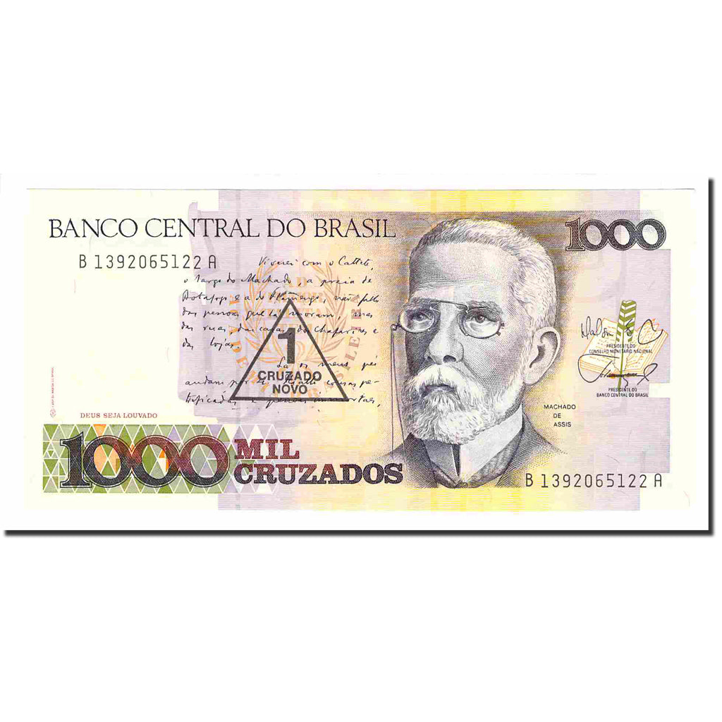 Banconote, Brasile, 1 Cruzado Novo on 1000 Cruzados, 1987-1988, KM:216b, FDS