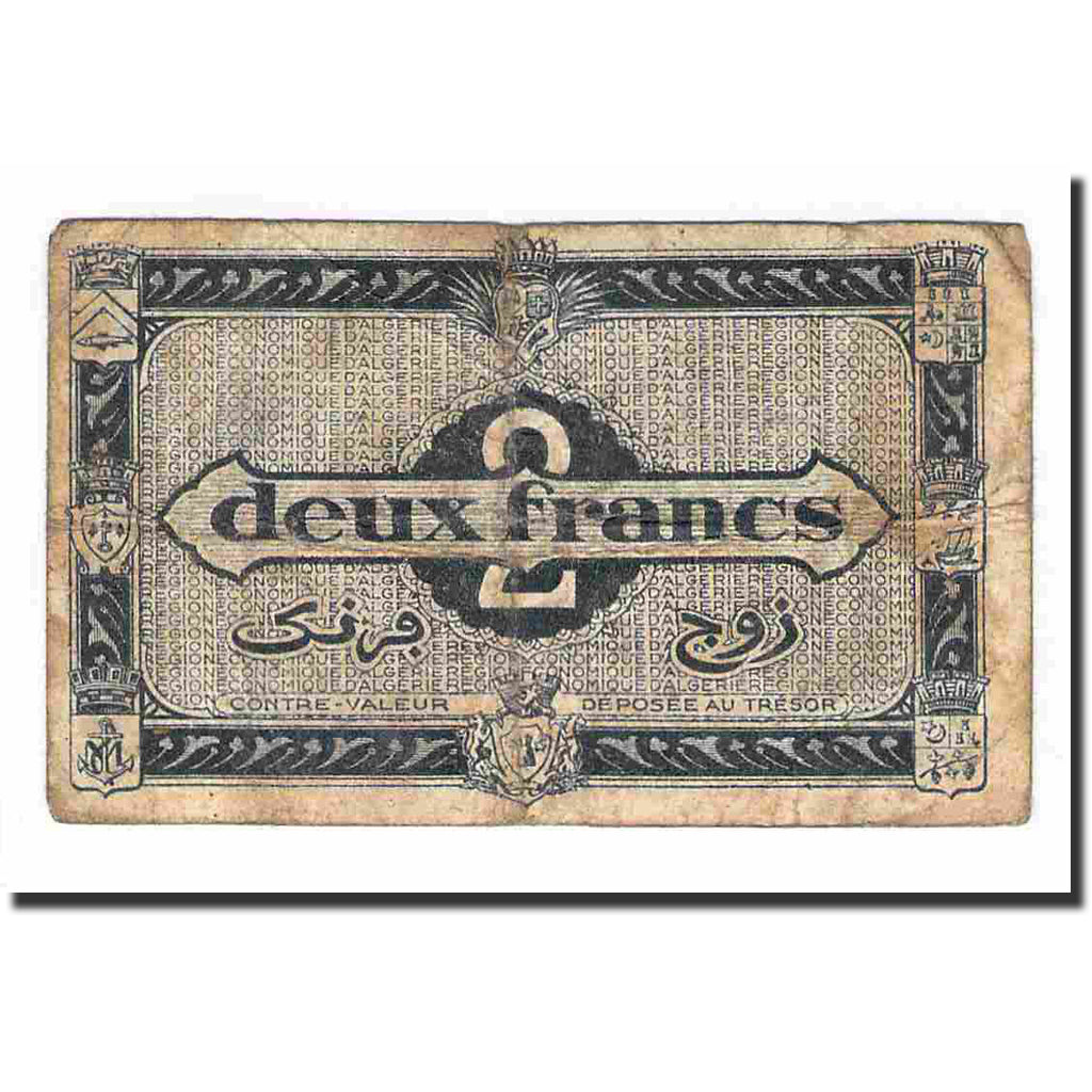 Banknote, Algeria, 2 Francs, 1944, KM:102, G(4-6)