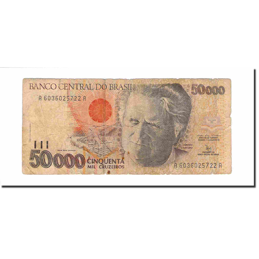 Banconote, Brasile, 50,000 Cruzeiros, Undated (1992), KM:234a, D+