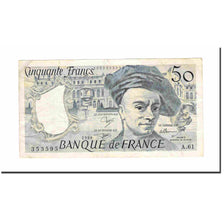 France, 50 Francs, Quentin de La Tour, 1990, AU(55-58), Fayette:67.16, KM:152e
