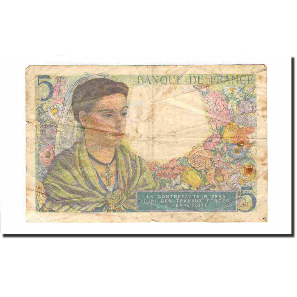 Frankreich, 5 Francs, Berger, 1943, 1943-08-05, GE+, Fayette:05.03, KM:98a