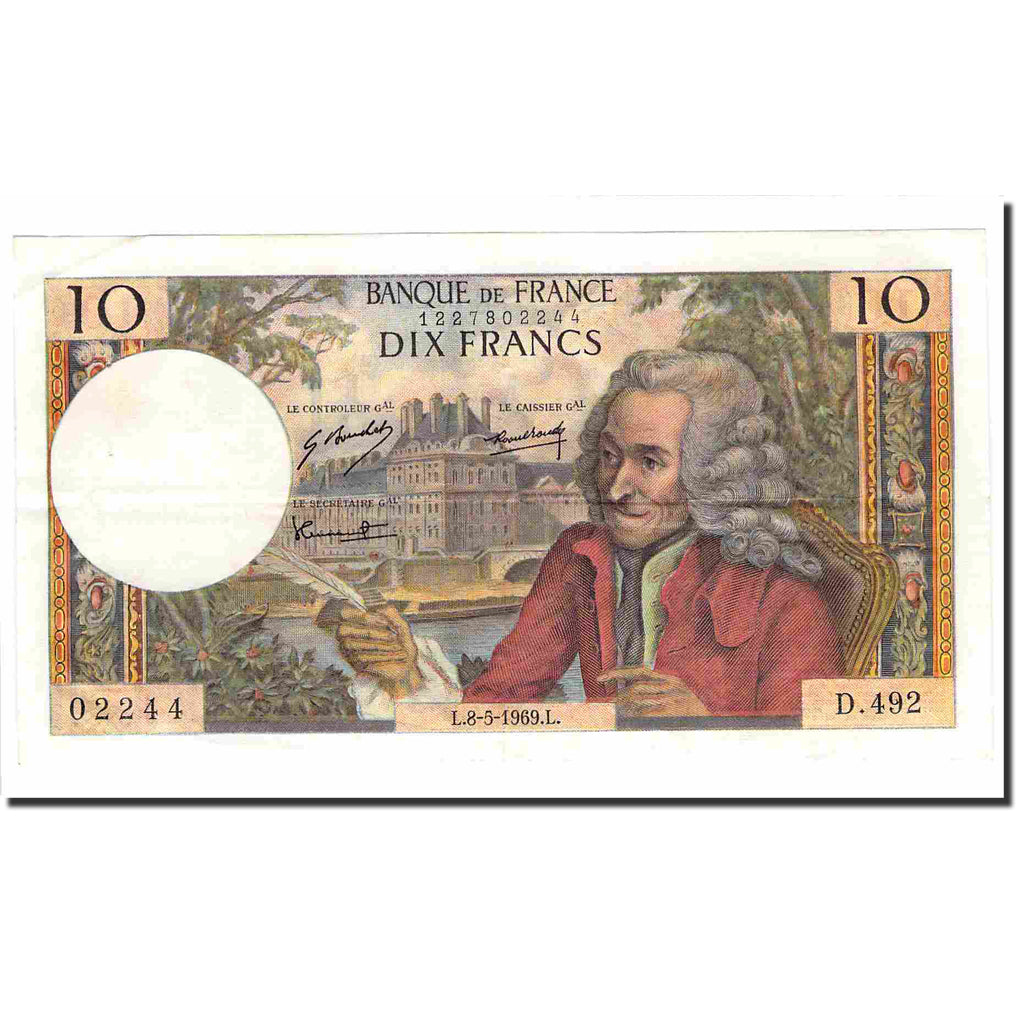 Frankreich, 10 Francs, Voltaire, 1969, 1969-05-08, UNZ-, Fayette:62.38, KM:147c