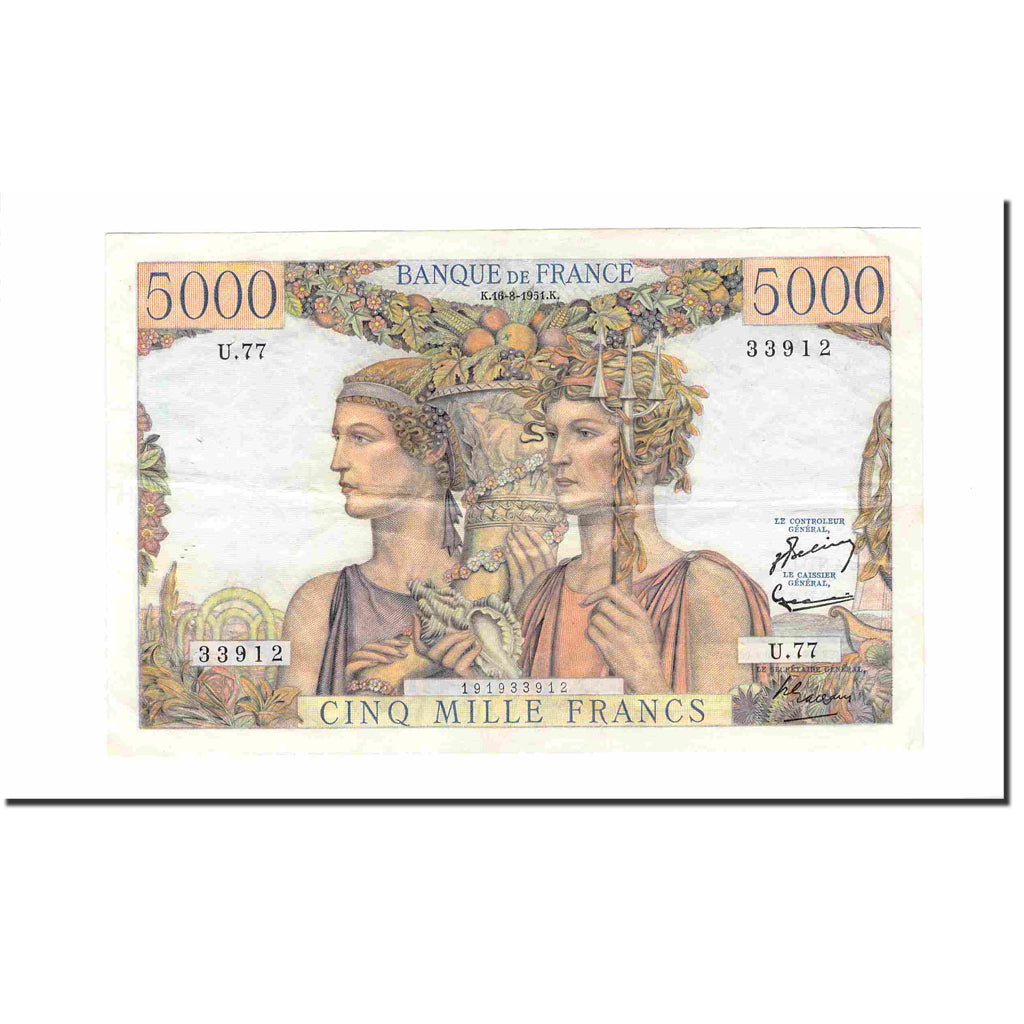 Frankrijk, 5000 Francs, Terre et Mer, 1951, 1951-08-16, TTB, Fayette:48.5