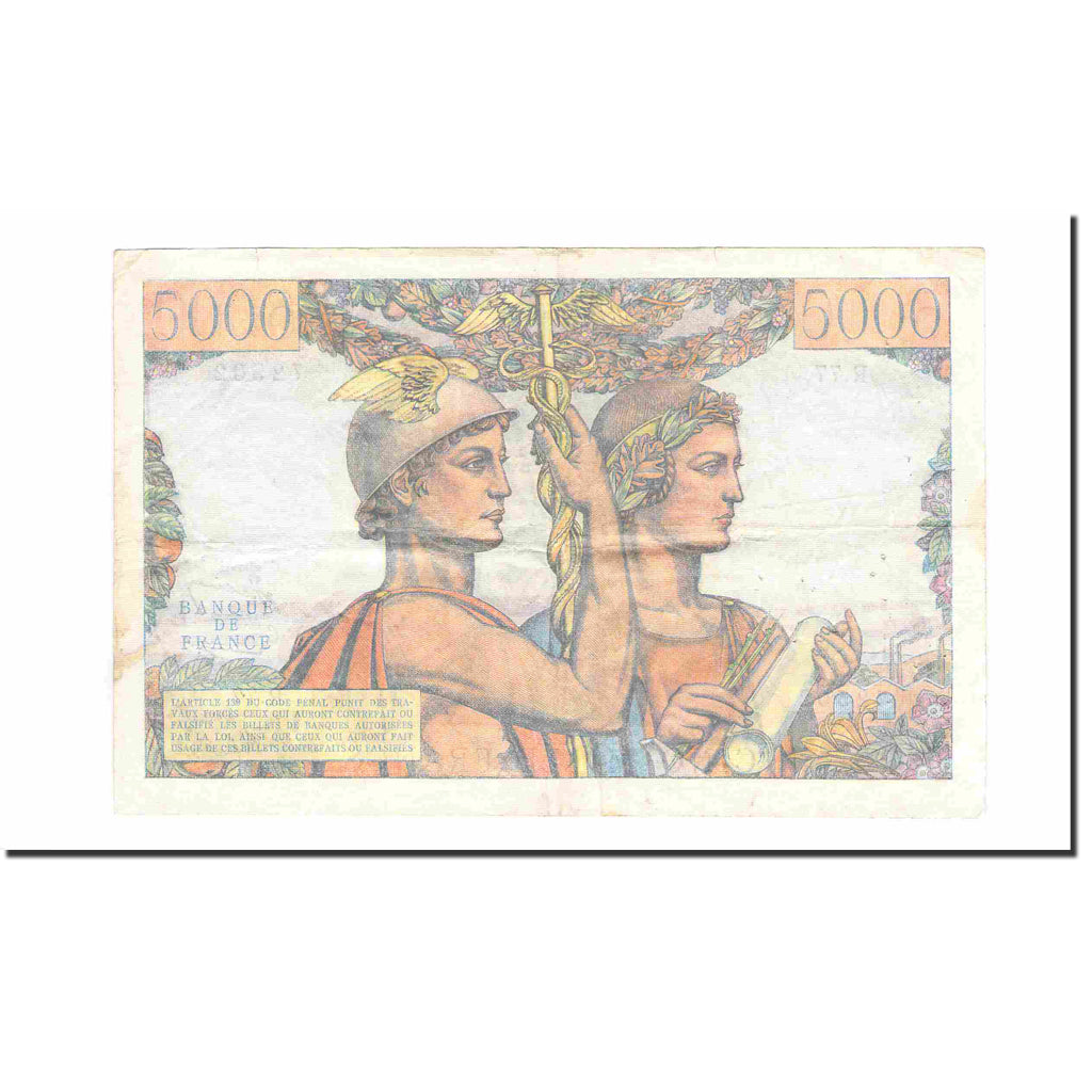 France, 5000 Francs, Terre et Mer, 1951, 1951-08-16, EF(40-45), Fayette:48.05