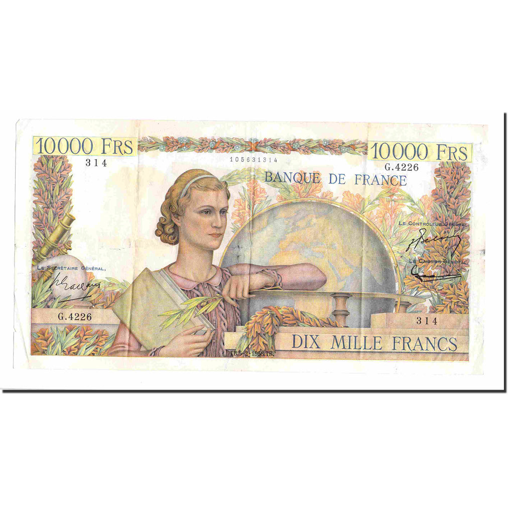 Francia, 10,000 Francs, Génie Français, 1953, 1953-02-05, BB, Fayette:50.63