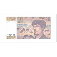 France, 20 Francs, Debussy, 1991, UNC(63), Fayette:66Bis.02A32, KM:151e
