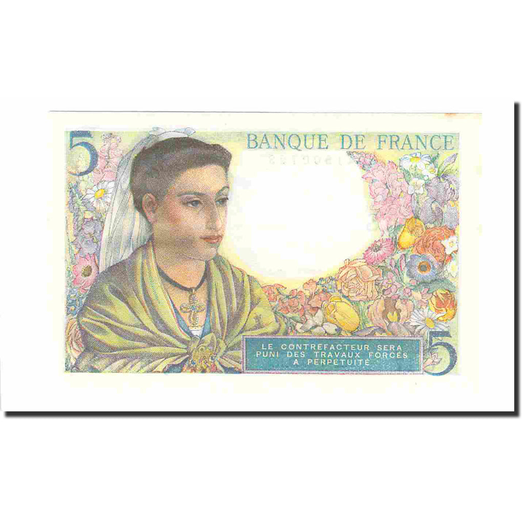 França, 5 Francs, Berger, 1943, 1943-06-02, UNC(63), Fayette:05.01, KM:98a
