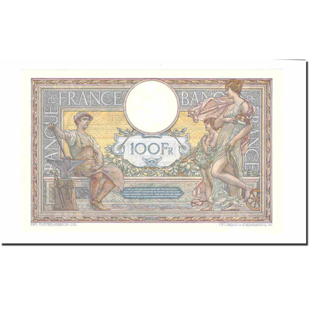 France, 100 Francs, Luc Olivier Merson, 1919, 1919-09-17, UNC(60-62)