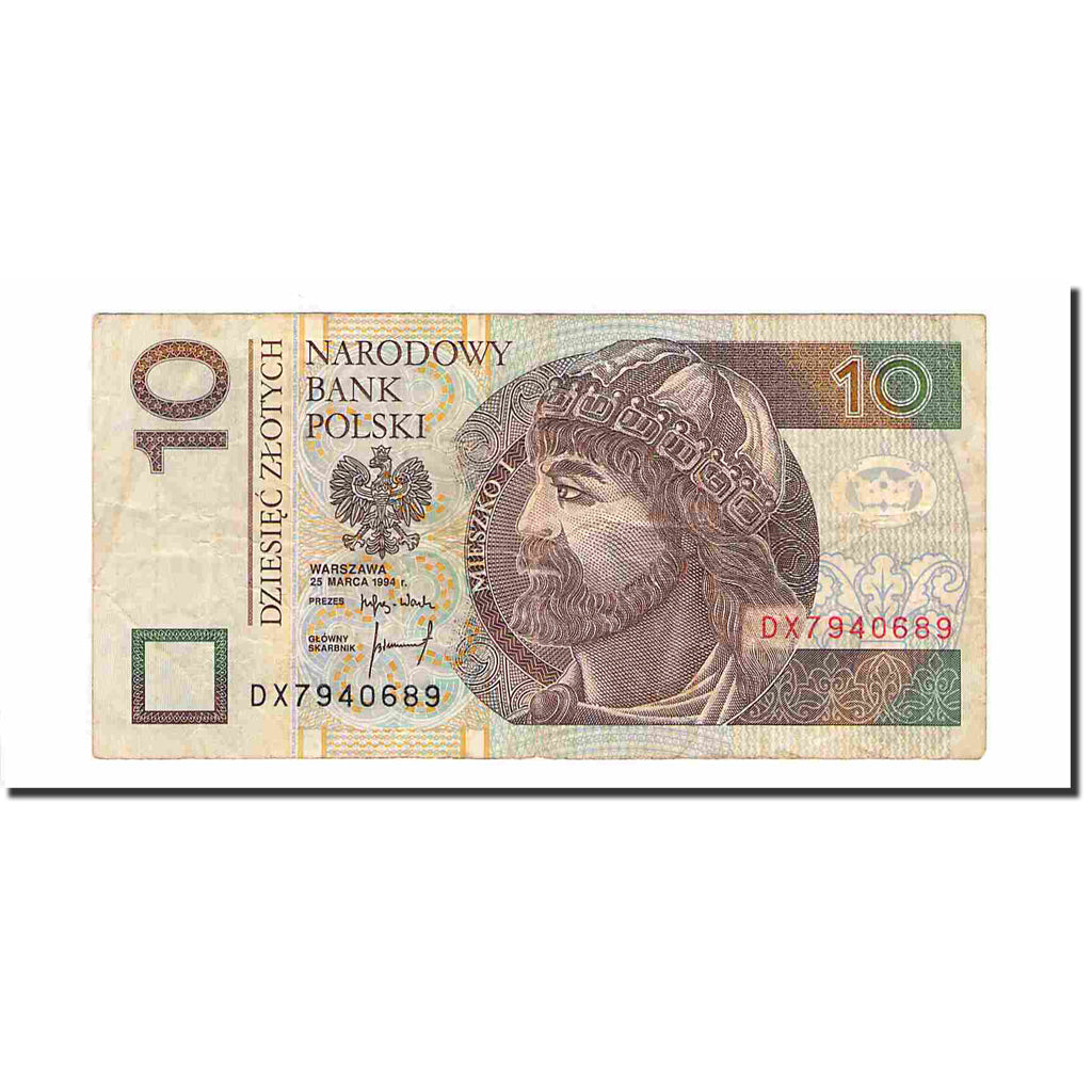 Geldschein, Polen, 10 Zlotych, 1994, 1994-03-25, KM:173a, SS+