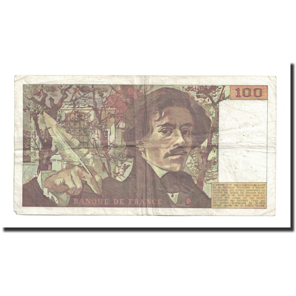 Francia, 100 Francs, Delacroix, 1986, MBC, Fayette:69.10, KM:154b