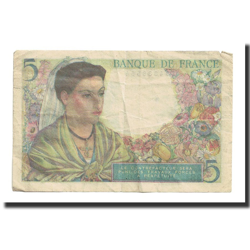 Francia, 5 Francs, Berger, 1943, 1943-07-22, BC+, Fayette:5.2, KM:98a