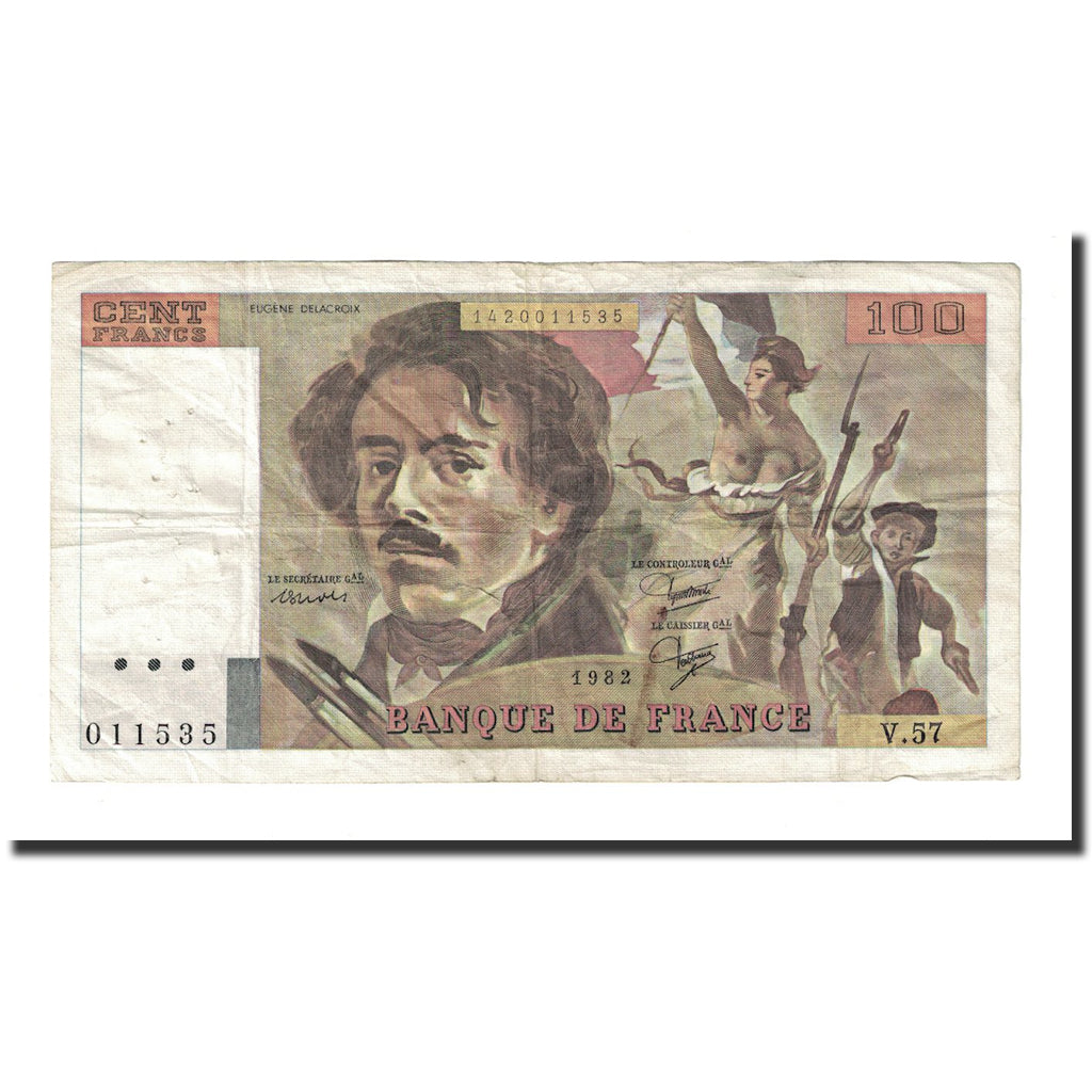Francja, 100 Francs, Delacroix, 1986, EF(40-45), Fayette:69.06, KM:154b