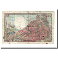 France, 20 Francs, 1943, 1943-04-15, VF(20-25), Fayette:13.6, KM:100a