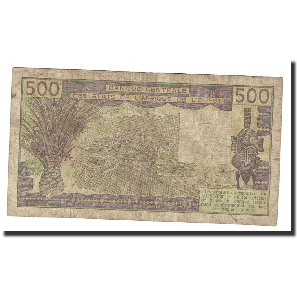 Banknote, West African States, 500 Francs, 1986, KM:706Ki, VF(20-25)