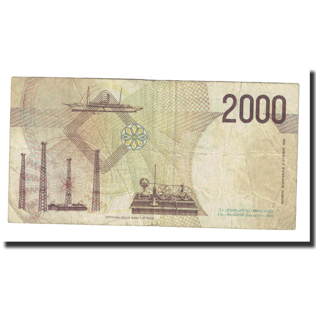 Nota, Itália, 2000 Lire, D.1990, KM:115, AU(50-53)