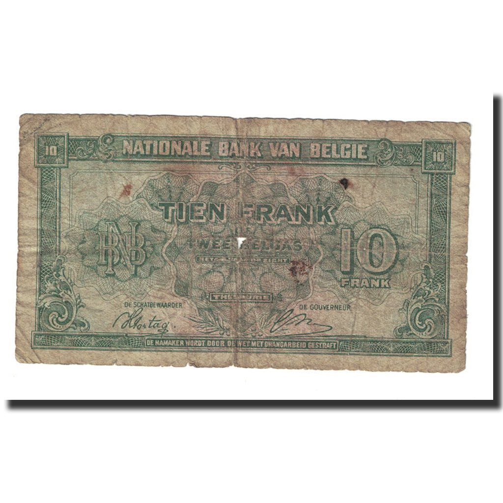 Banknote, Belgium, 10 Francs-2 Belgas, 1943, 1943-02-01, KM:122, VF(30-35)