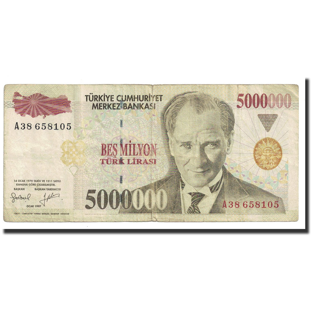 Geldschein, Türkei, 5,000,000 Lira, 1997, KM:210, SS
