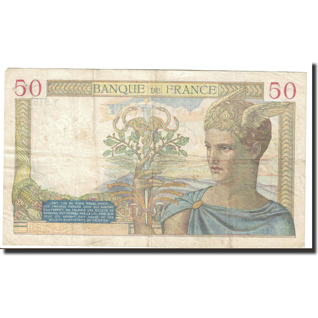 France, 50 Francs, Cérès, 1936, 1936-11-19, TTB, Fayette:17.31, KM:81