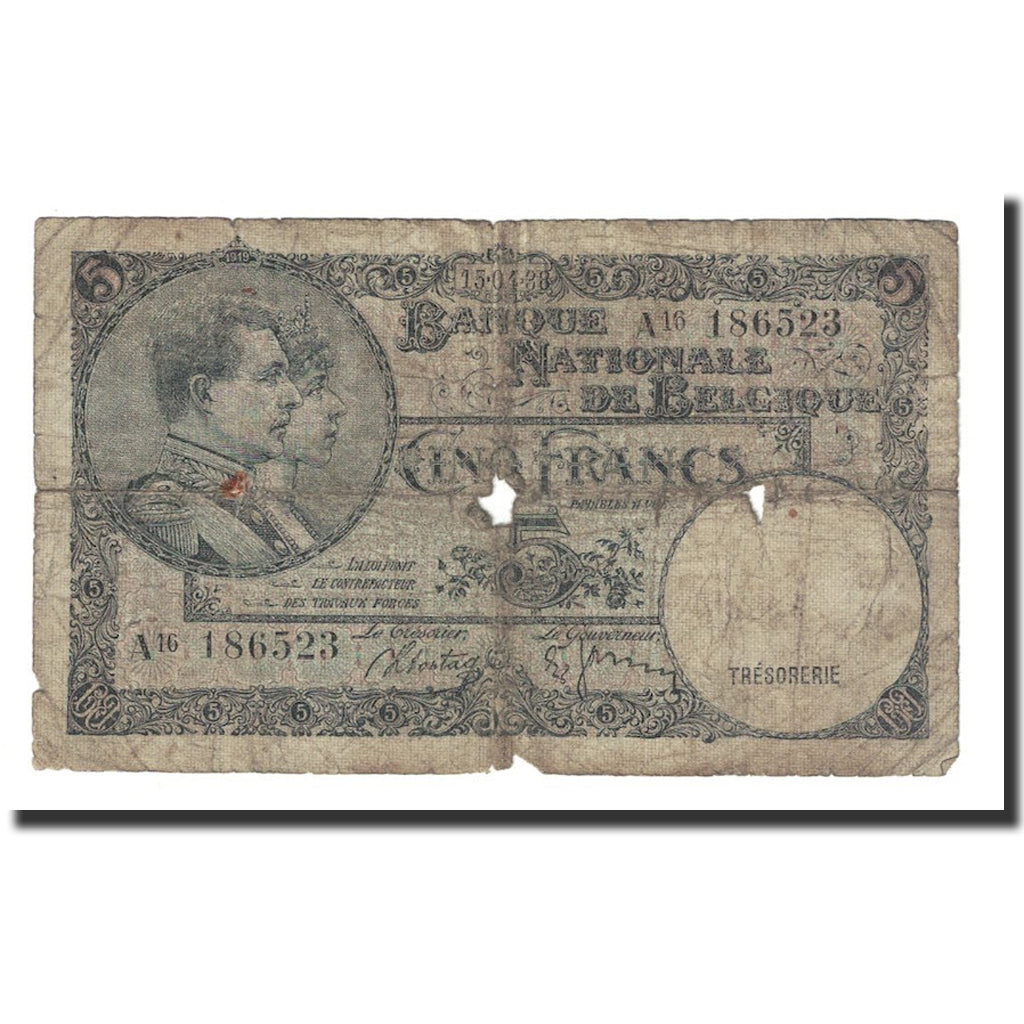 Billet, Belgique, 5 Francs, 1938, 1938-04-15, KM:108a, TB+