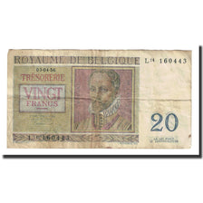 Banknote, Belgium, 20 Francs, 1956, 1956-04-03, KM:132b, AU(50-53)