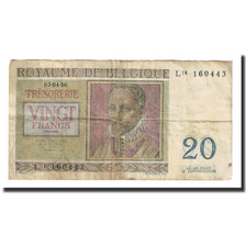 Nota, Bélgica, 20 Francs, 1956, 1956-04-03, KM:132b, AU(50-53)