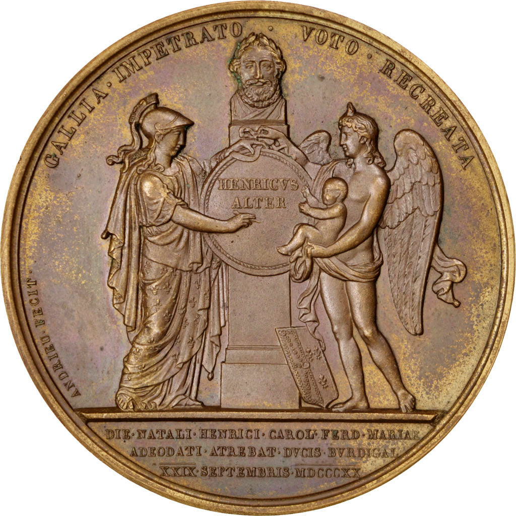 France, Medal, Louis XVIII, Politics, Society, War, 1820, Andrieu, AU(55-58)