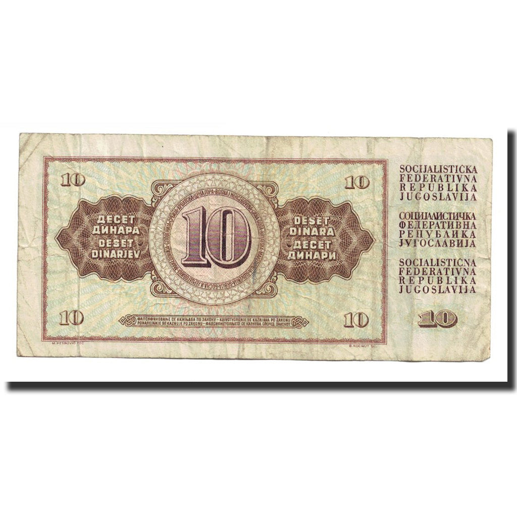 Banconote, Iugoslavia, 10 Dinara, 1968, 1968-05-01, KM:82b, BB