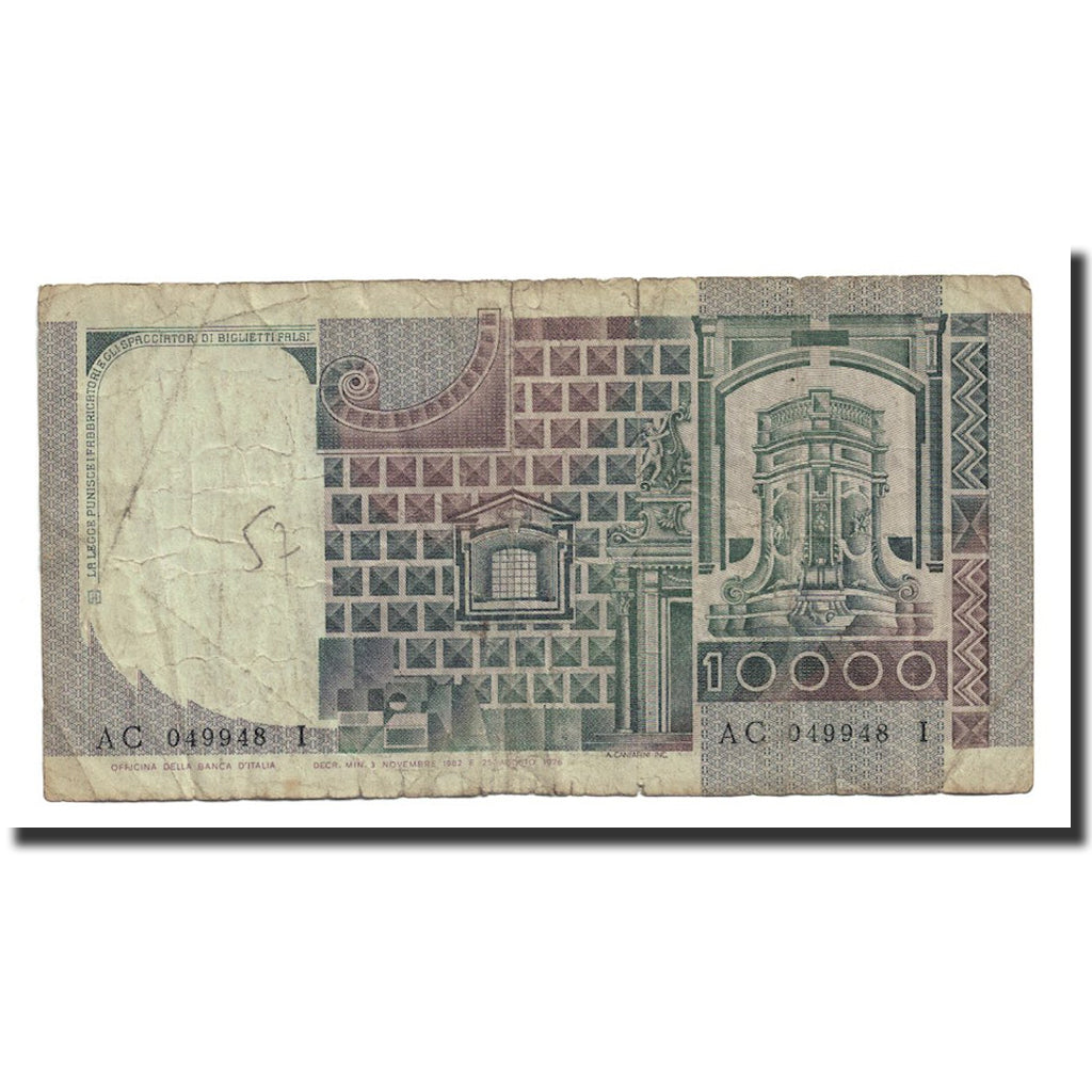 Banknote, Italy, 10,000 Lire, 1976, 1976-08-25, KM:106b, VF(30-35)