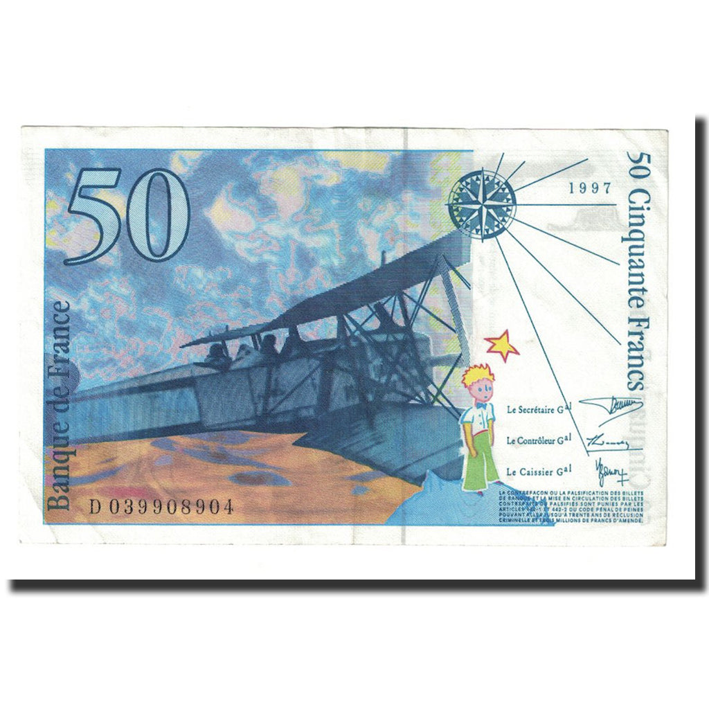 Frankreich, 50 Francs, St Exupéry, 1997, VZ+, Fayette:73.4, KM:157Ad