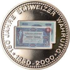 Switzerland, Medal, 150 Ans de la Monnaie Suisse, 100 FRANCS, 2000, MS(64)