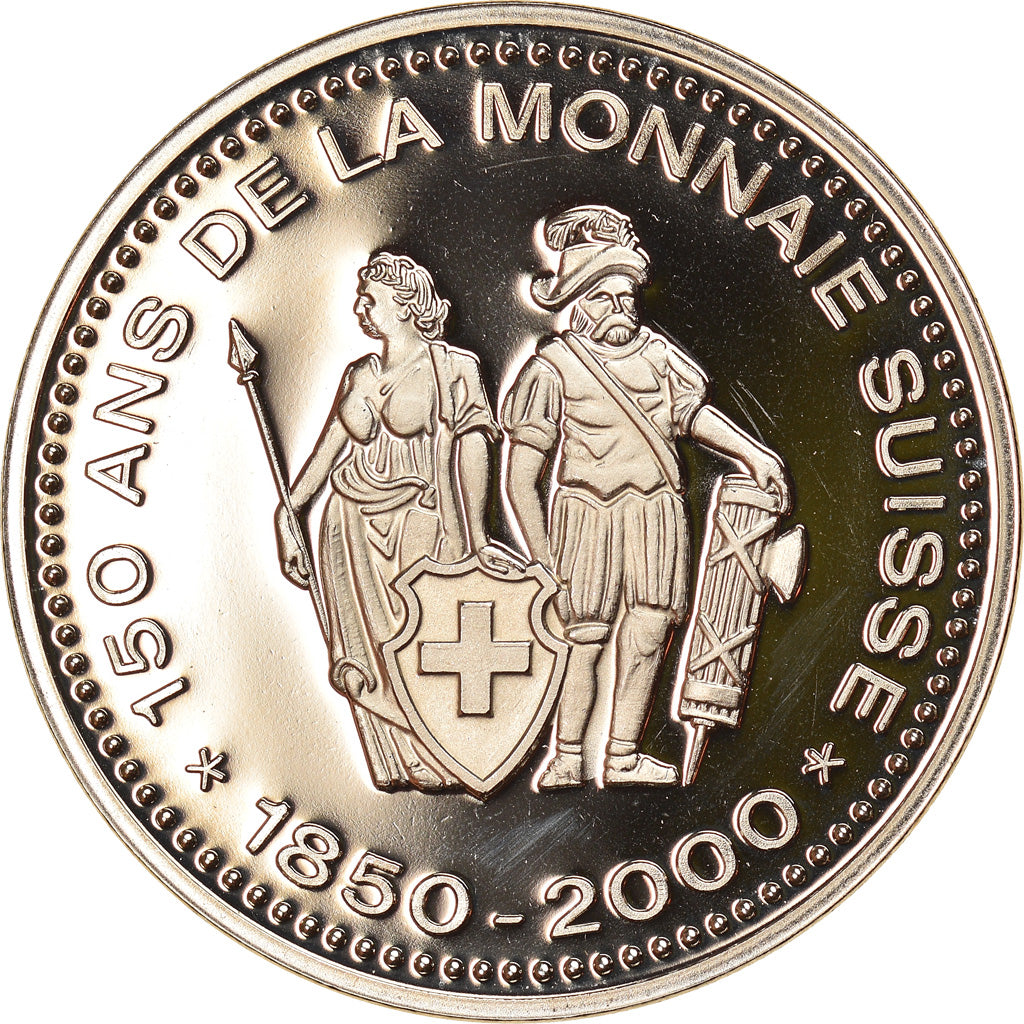 Switzerland, Medal, 150 Ans de la Monnaie Suisse, 100 FRANCS, 2000, MS(64)
