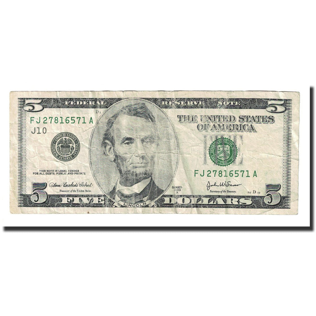 Billet, États-Unis, Five Dollars, 2003, KM:4855, TTB
