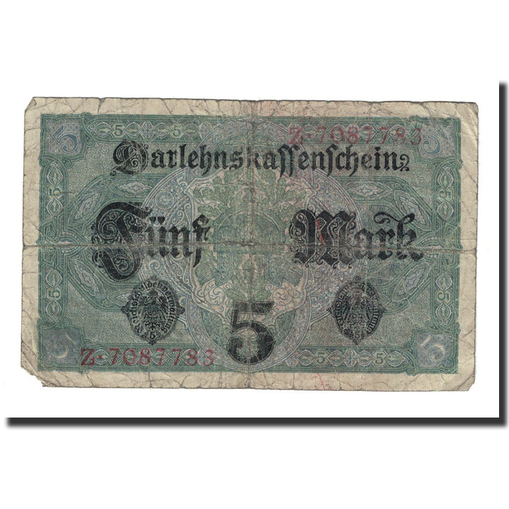 Geldschein, Deutschland, 5 Mark, 1917, 1917-08-01, KM:56a, SGE+