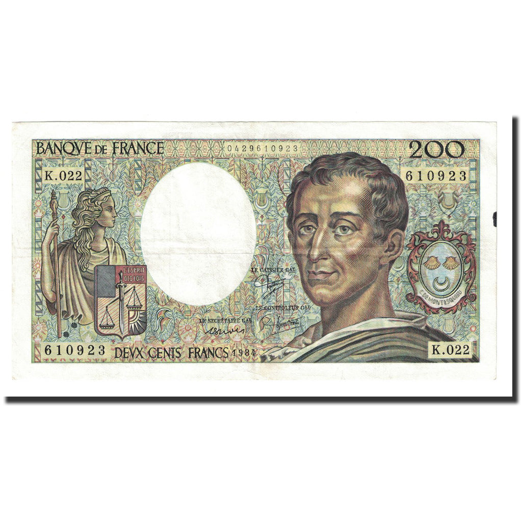 Francja, 200 Francs, Montesquieu, 1984, AU(50-53), Fayette:70.4, KM:155a