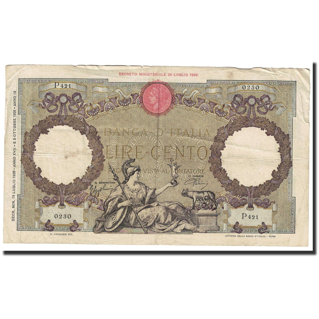 Banknote, Italy, 100 Lire, 1925, 1925-04-30, KM:55b, VF(30-35)
