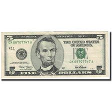 Banknot, USA, Five Dollars, 2001, KM:4597, AU(55-58)
