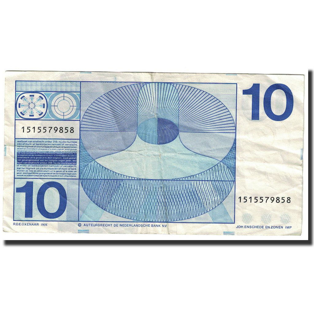 Banknote, Netherlands, 10 Gulden, 1968, 1968-04-25, KM:91b, EF(40-45)