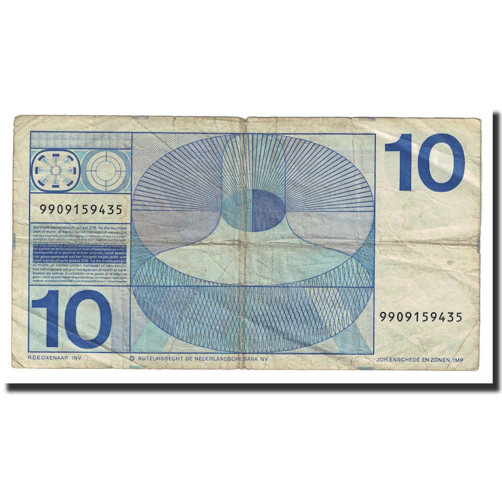 Banknote, Netherlands, 10 Gulden, 1968, 1968-04-25, KM:91b, VF(20-25)
