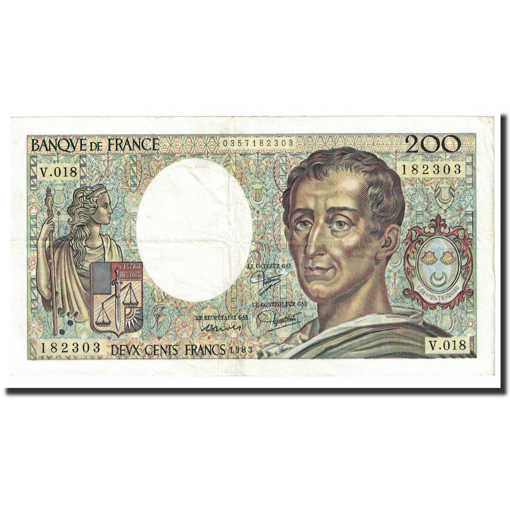 Frankreich, 200 Francs, Montesquieu, 1982, SS+, Fayette:70.3, KM:155a