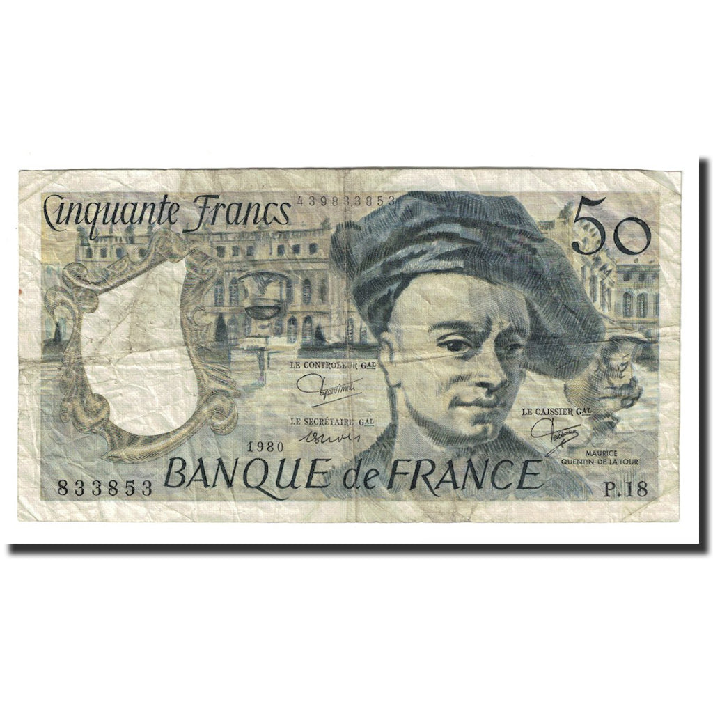 France, 50 Francs, Quentin de La Tour, 1980, TB+, Fayette:67.6, KM:152b