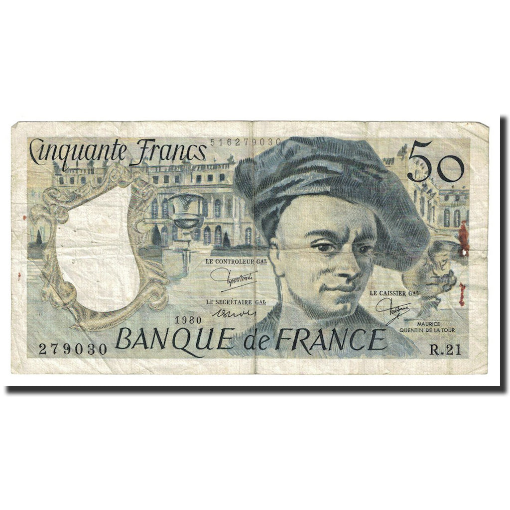 France, 50 Francs, Quentin de La Tour, 1980, TB+, Fayette:67.6, KM:152b