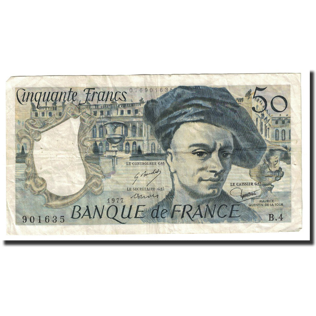 France, 50 Francs, Quentin de La Tour, 1977, TTB, Fayette:67.2, KM:152a