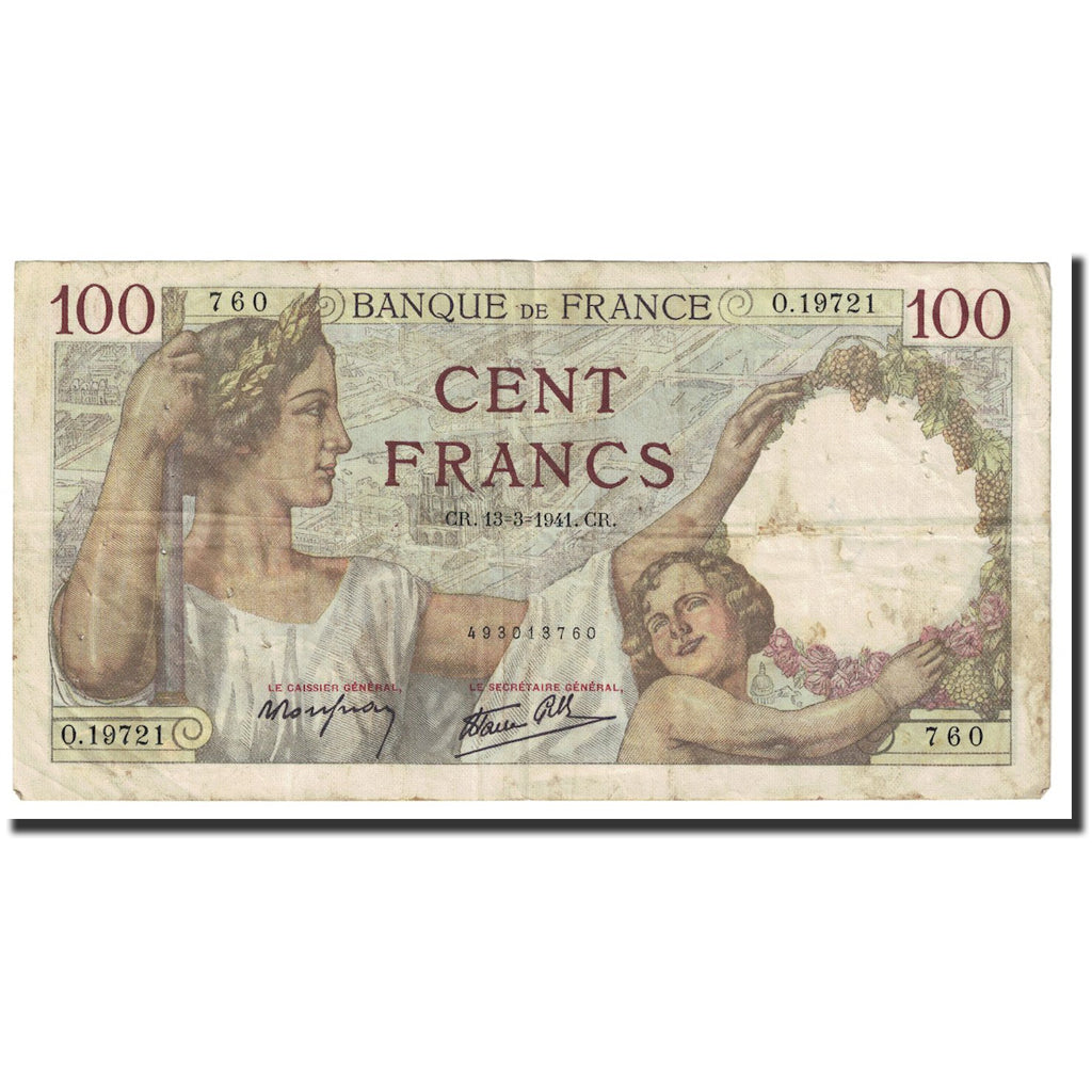 Francia, 100 Francs, Sully, 1941, 1941-03-13, BB, KM:94