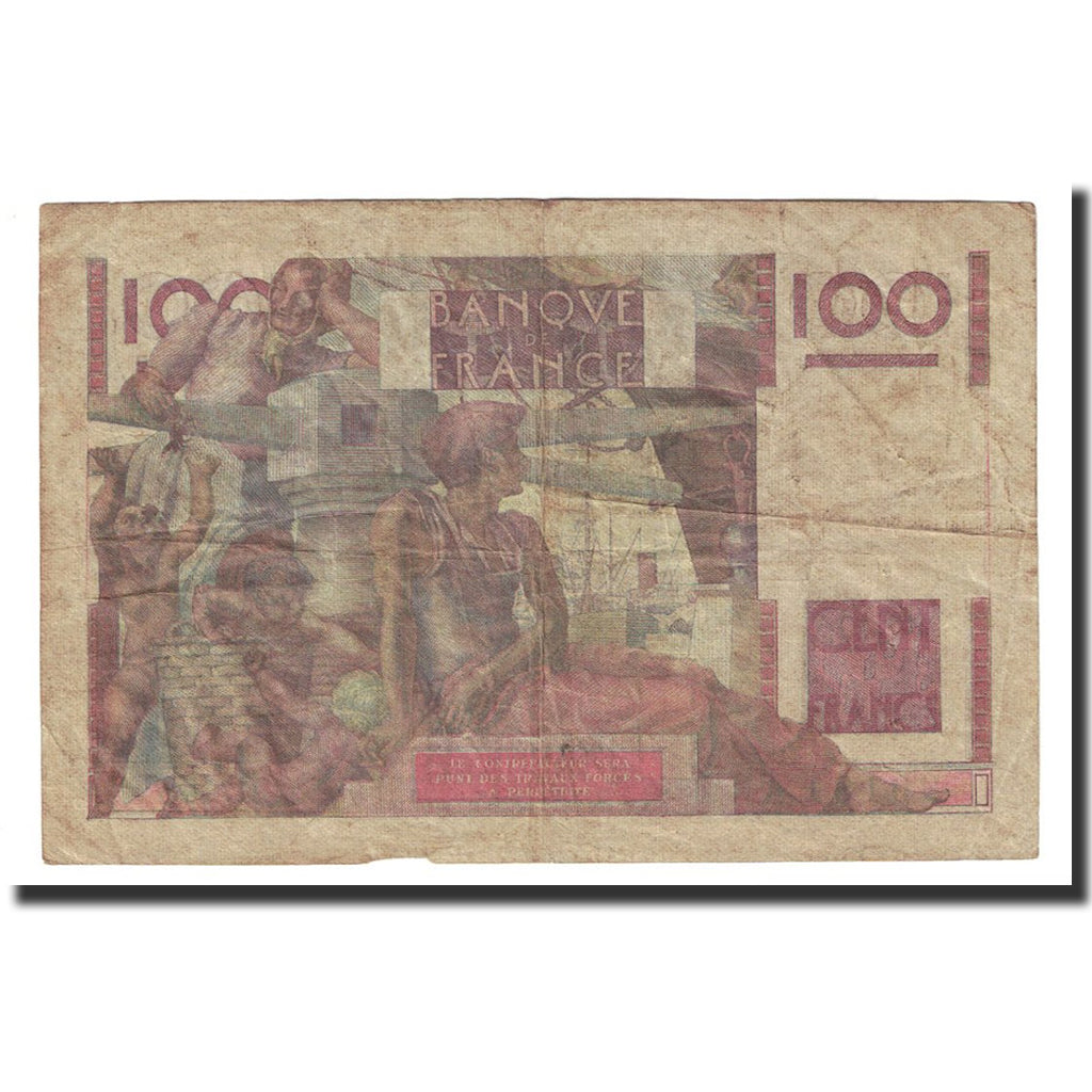 França, 100 Francs, Jeune Paysan, 1952, 1952-04-03, VF(20-25), Fayette:28.32