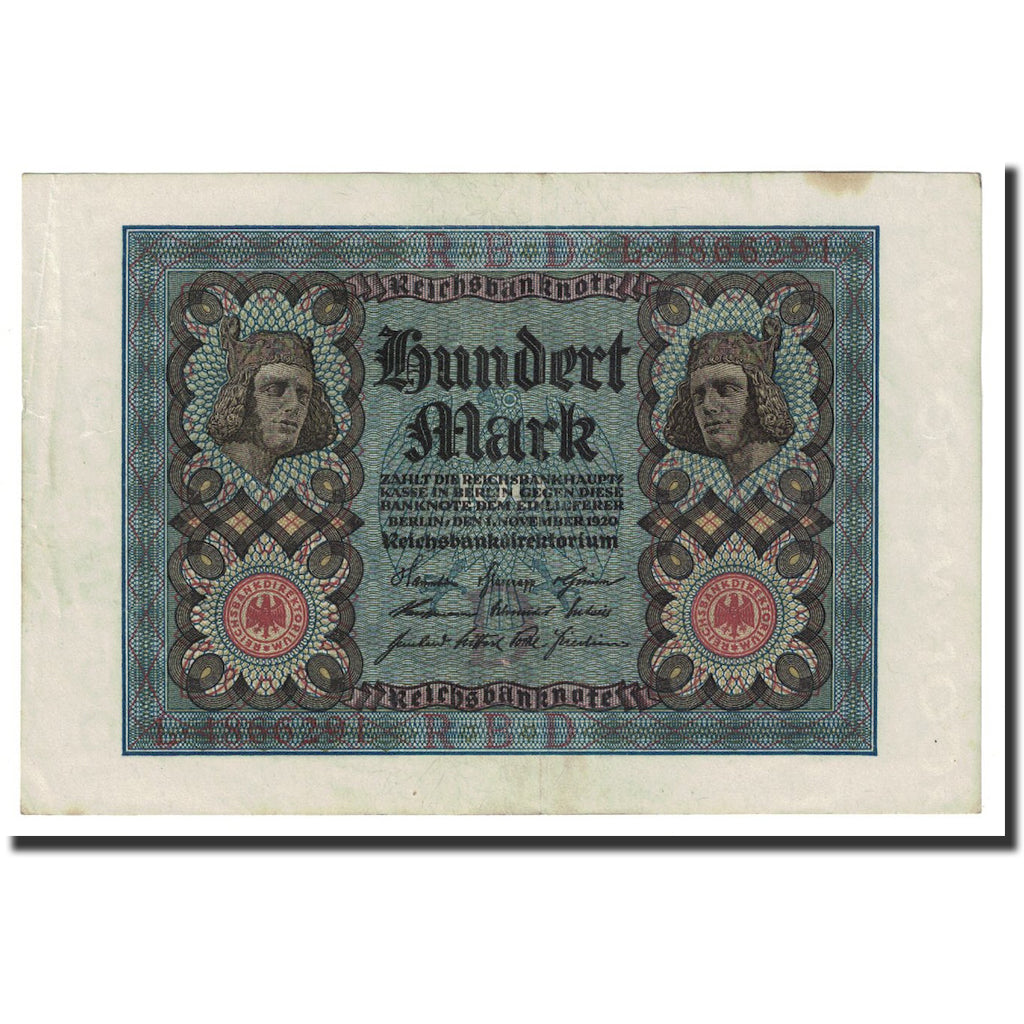 Banknote, Germany, 100 Mark, 1920, 1920-11-01, KM:69a, AU(55-58)