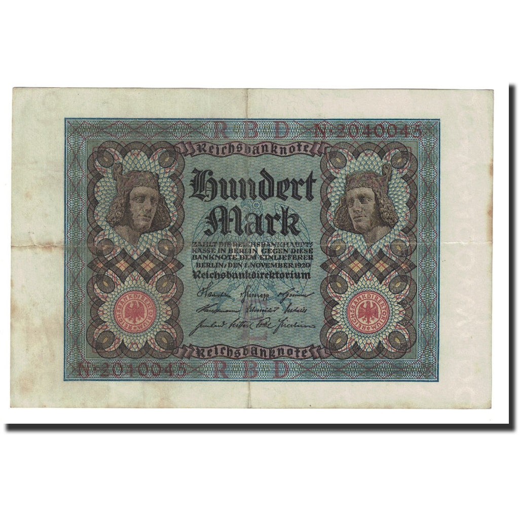 Billet, Allemagne, 100 Mark, 1920, 1920-11-01, KM:69a, TTB+