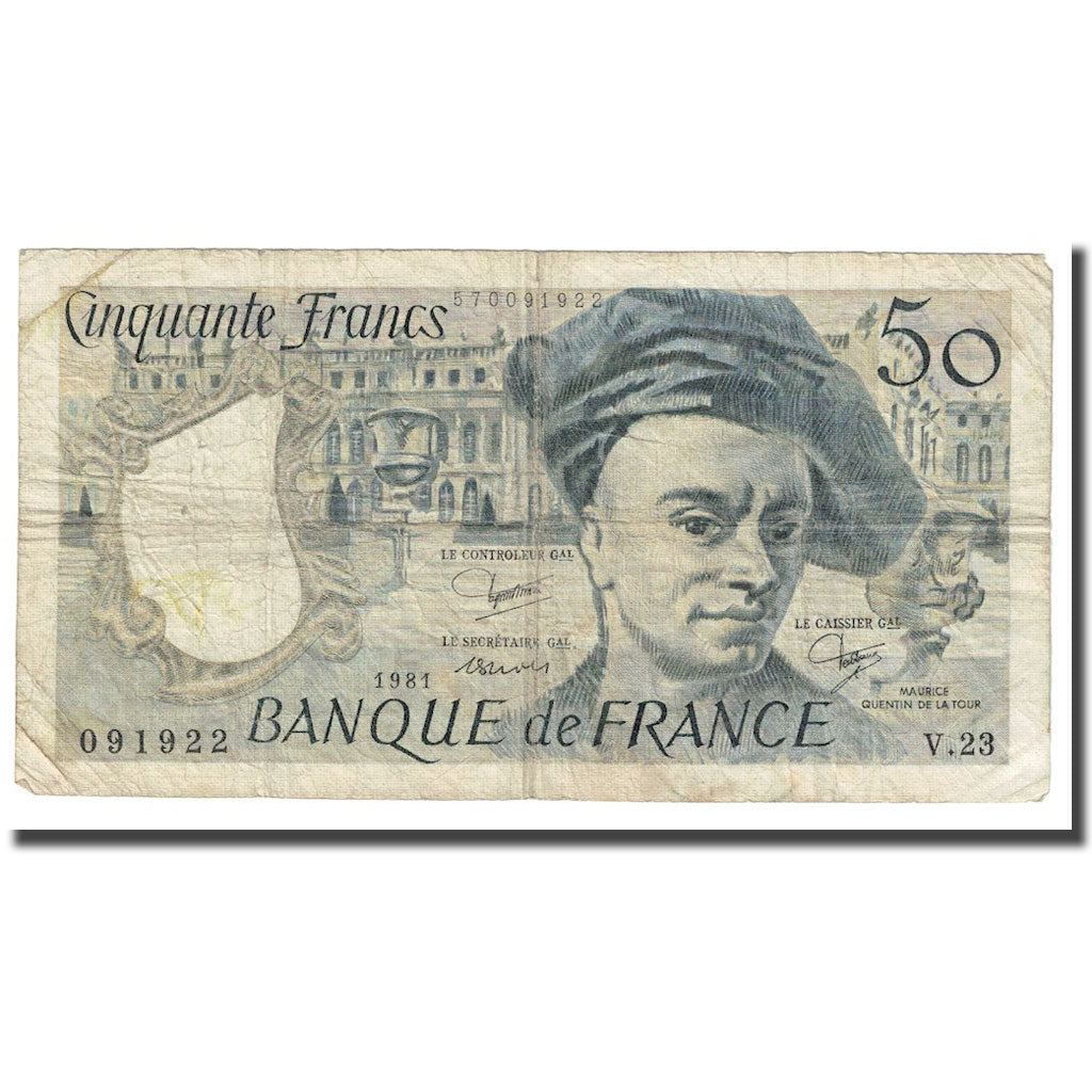 France, 50 Francs, Quentin de La Tour, 1981, TB, Fayette:67.7, KM:152b